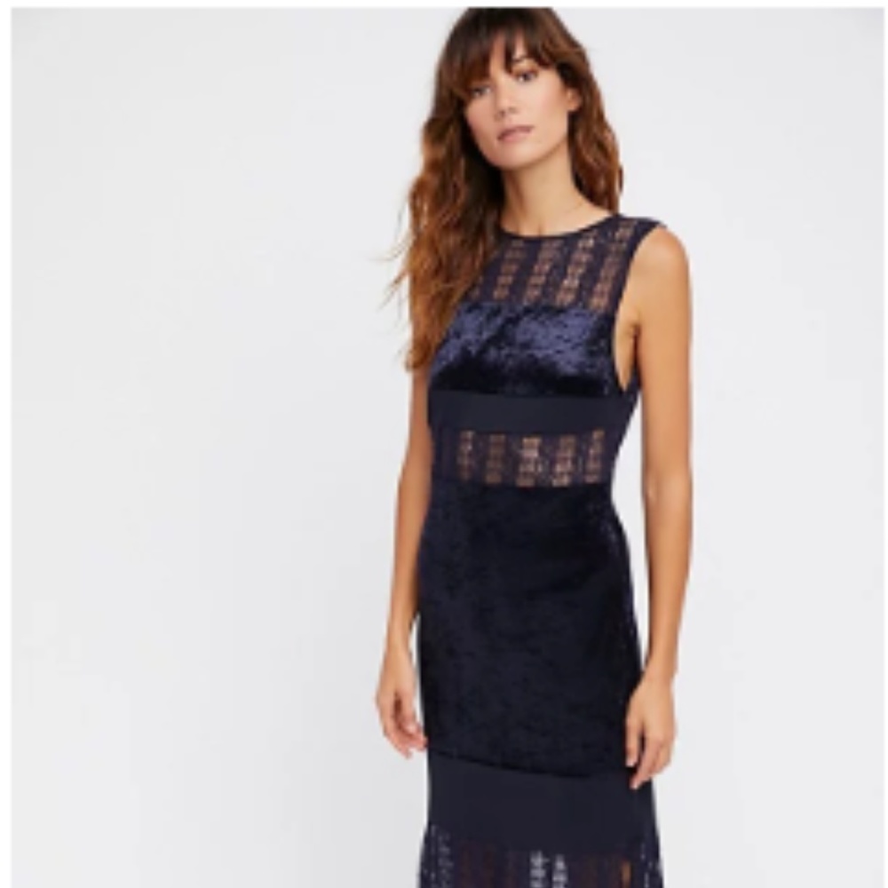Free People 'Keep in Line' Blue Midi Dress NWOT